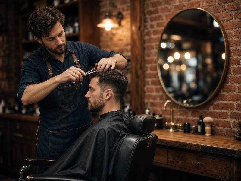 Barber aan het werk in een moderne zaak